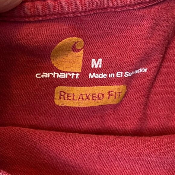 Carhartt Mens T-Shirt Medium Short Sleeve Crew Neck Relaxed Fit Pocket Tee Red - Picture 3 of 10